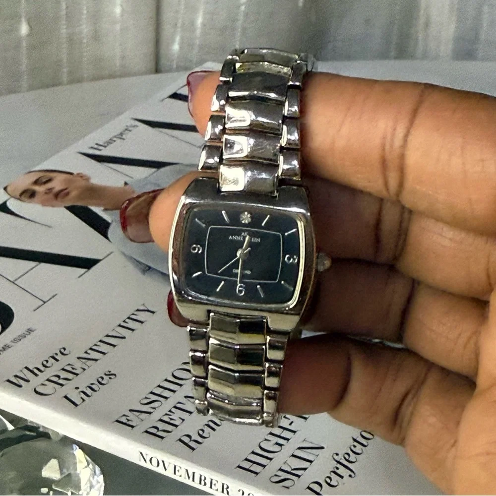 ANNE KLEIN Silver Stainless Steel Watch / Black Face dial